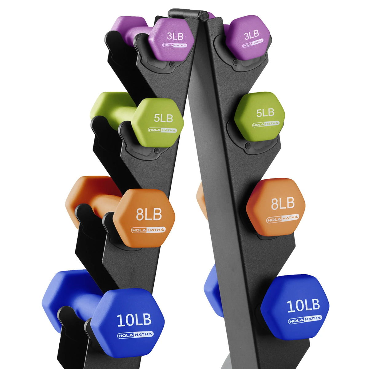 3, 5, 8, 10, & 12 lb Neoprene Hexagon Dumbbell Weight Set with Stand Y2682