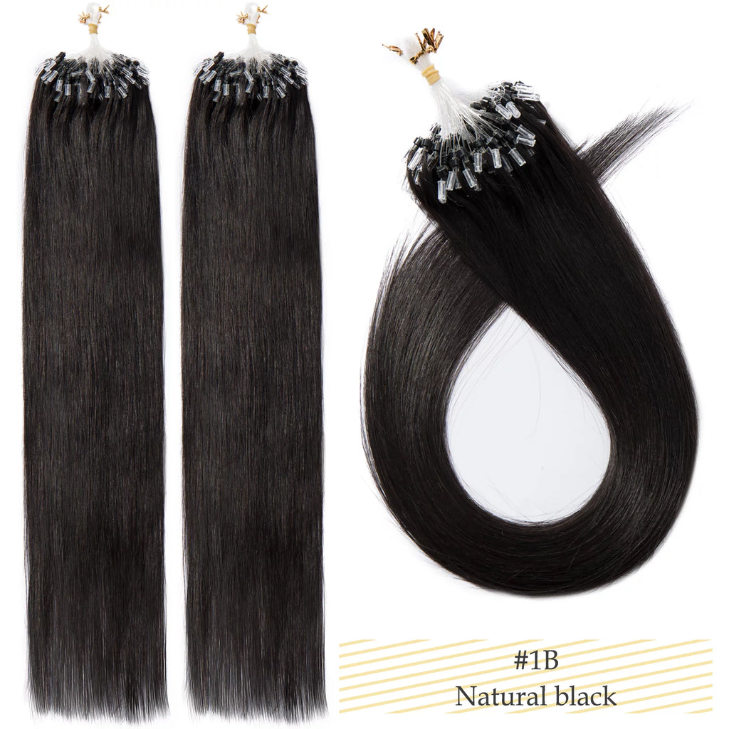 Black Micro Ring Human Hair Extensions 0.5g 100 Strands Y670244