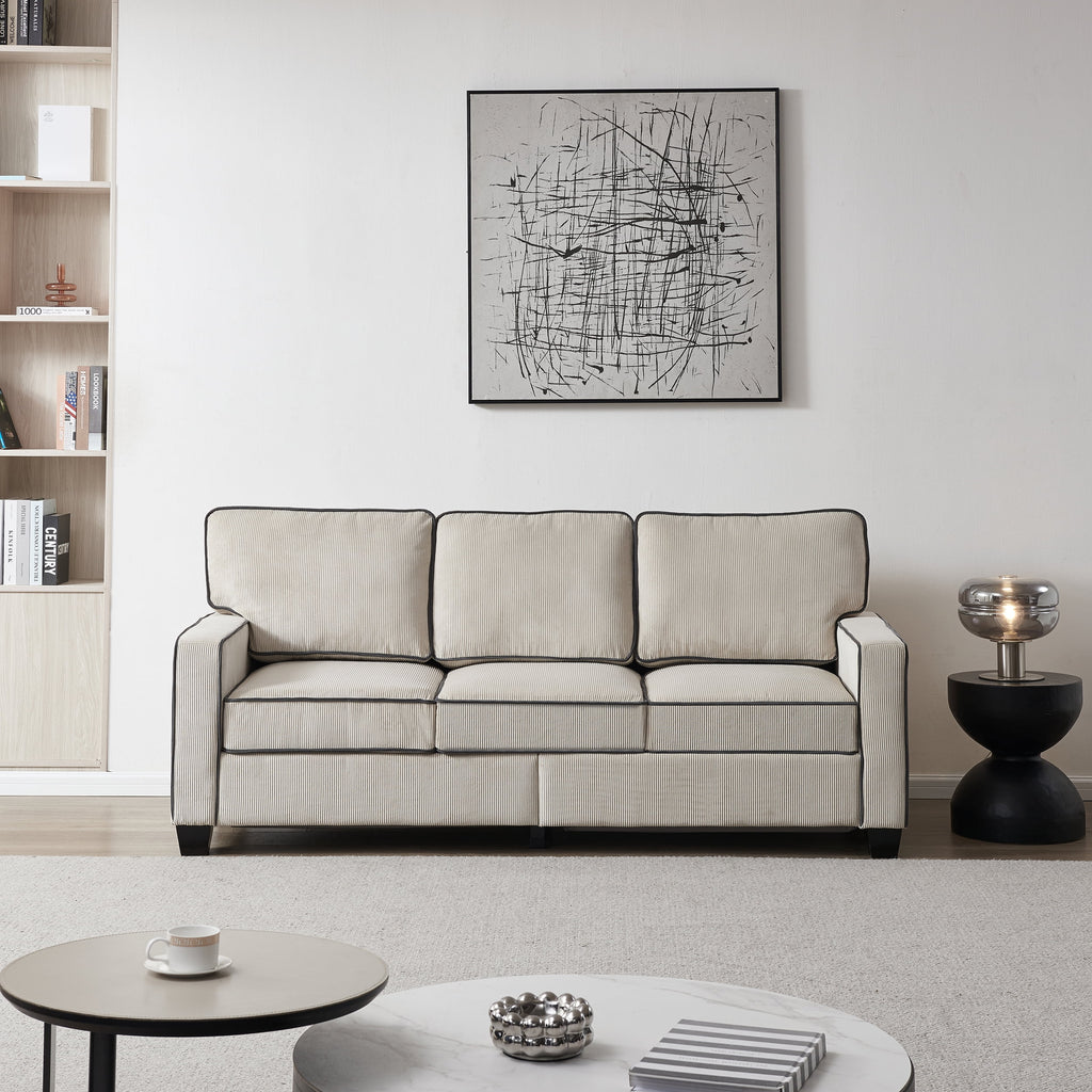 Beige Corduroy 3 Seater Sectional Sofa Y143