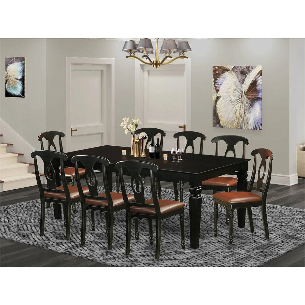 9-piece Wood Dining Table and Chairs in Black G264172