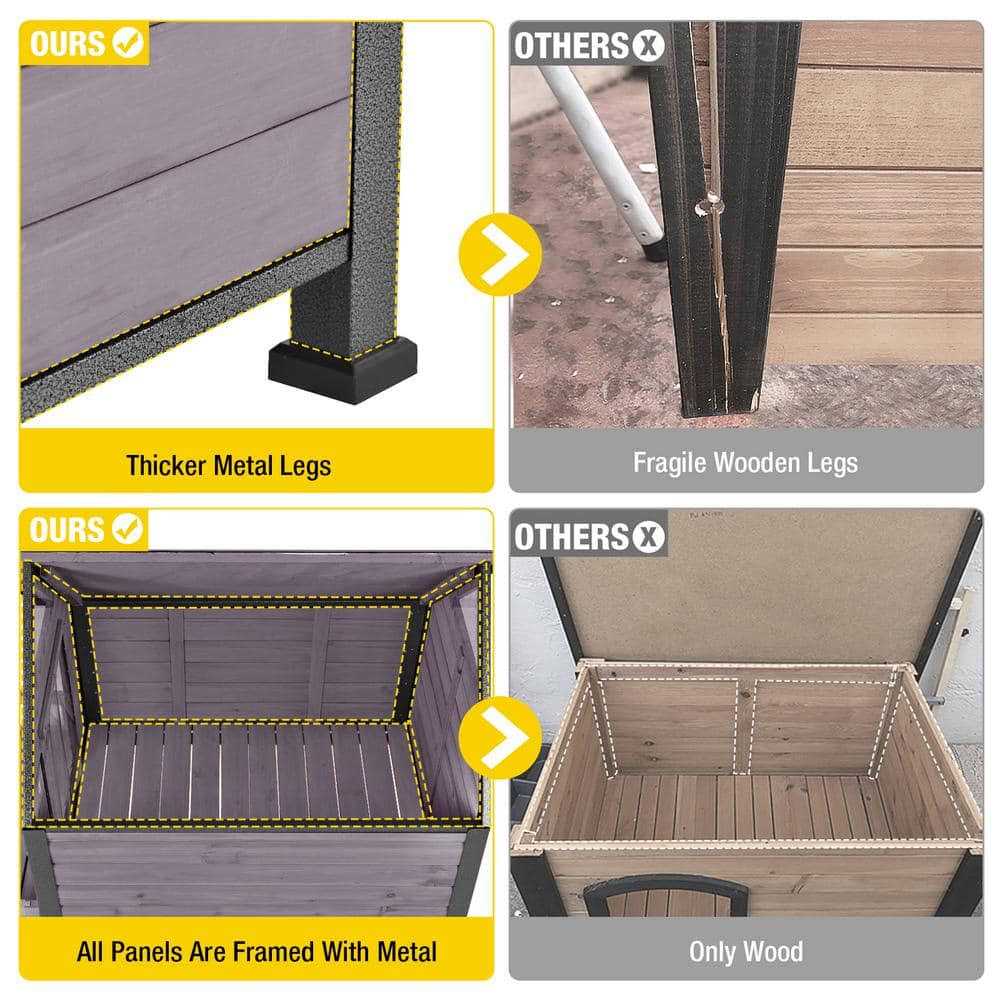 Outdoor Dog House with Porch Iron Frame Z798026
