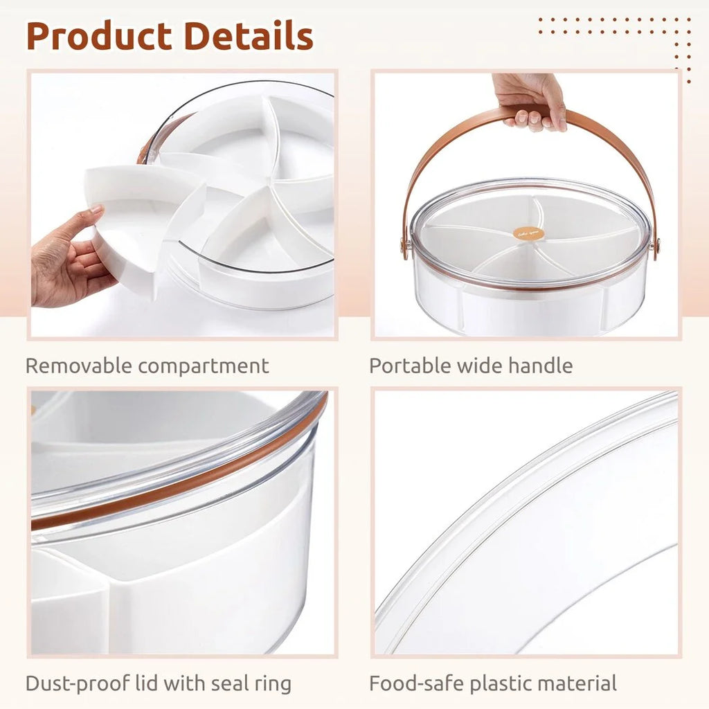 Portable 5-Compartment Organizer Tray with Lid and Handle J65628