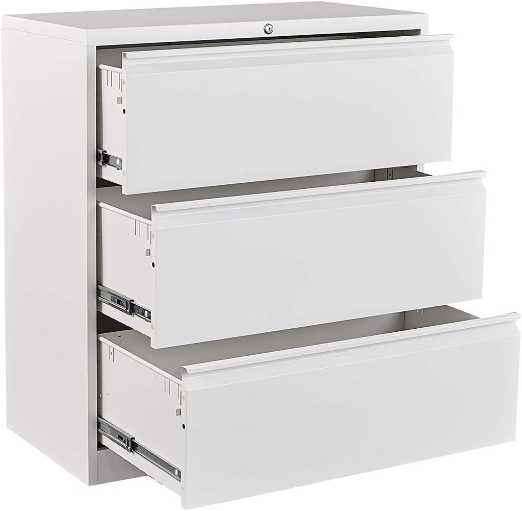 Black 3 Drawer Metal Lateral File Cabinet with Lock W842140
