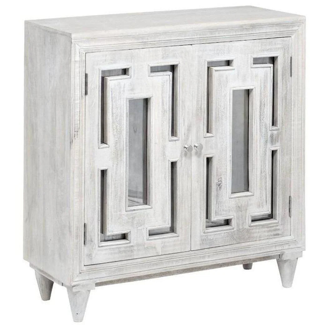 40" Square Whitewash Accent Cabinet J4427