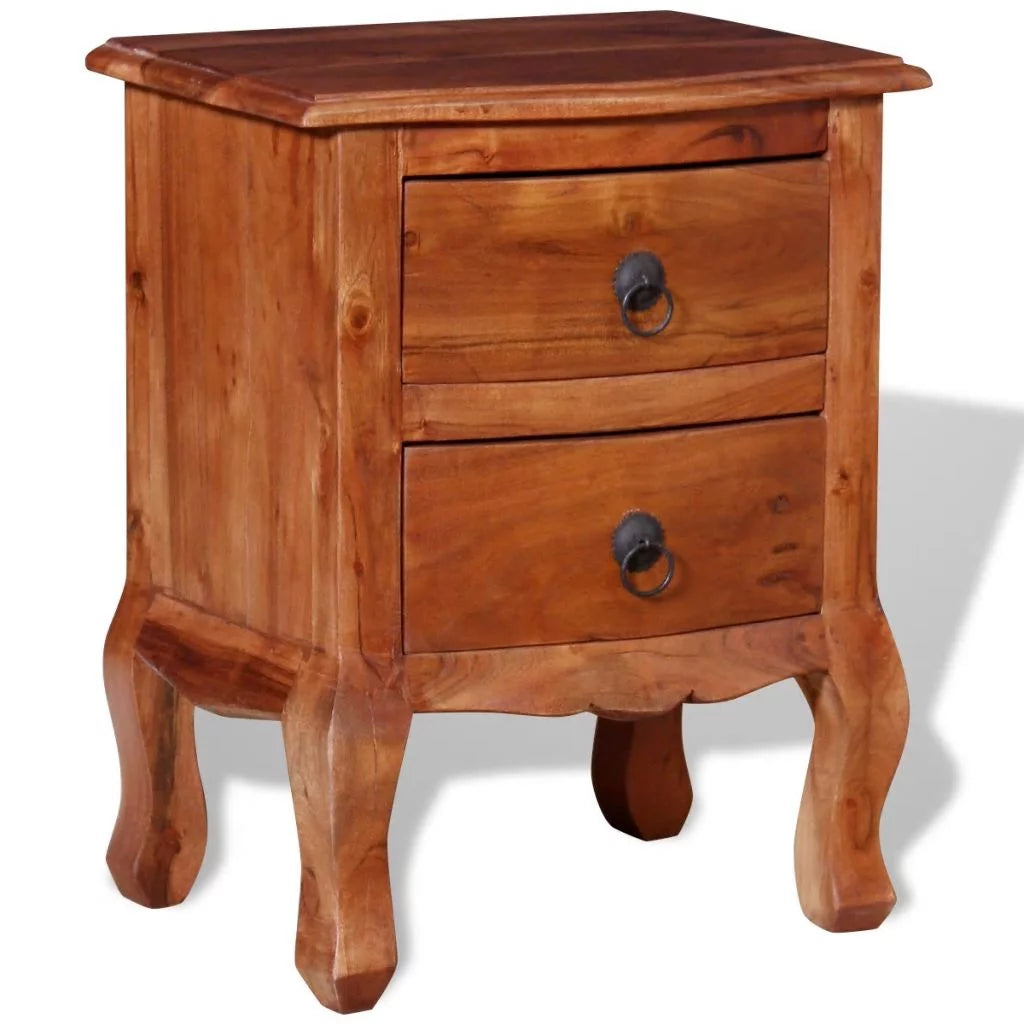 Nightstand with Drawers Solid Acacia Wood U62698
