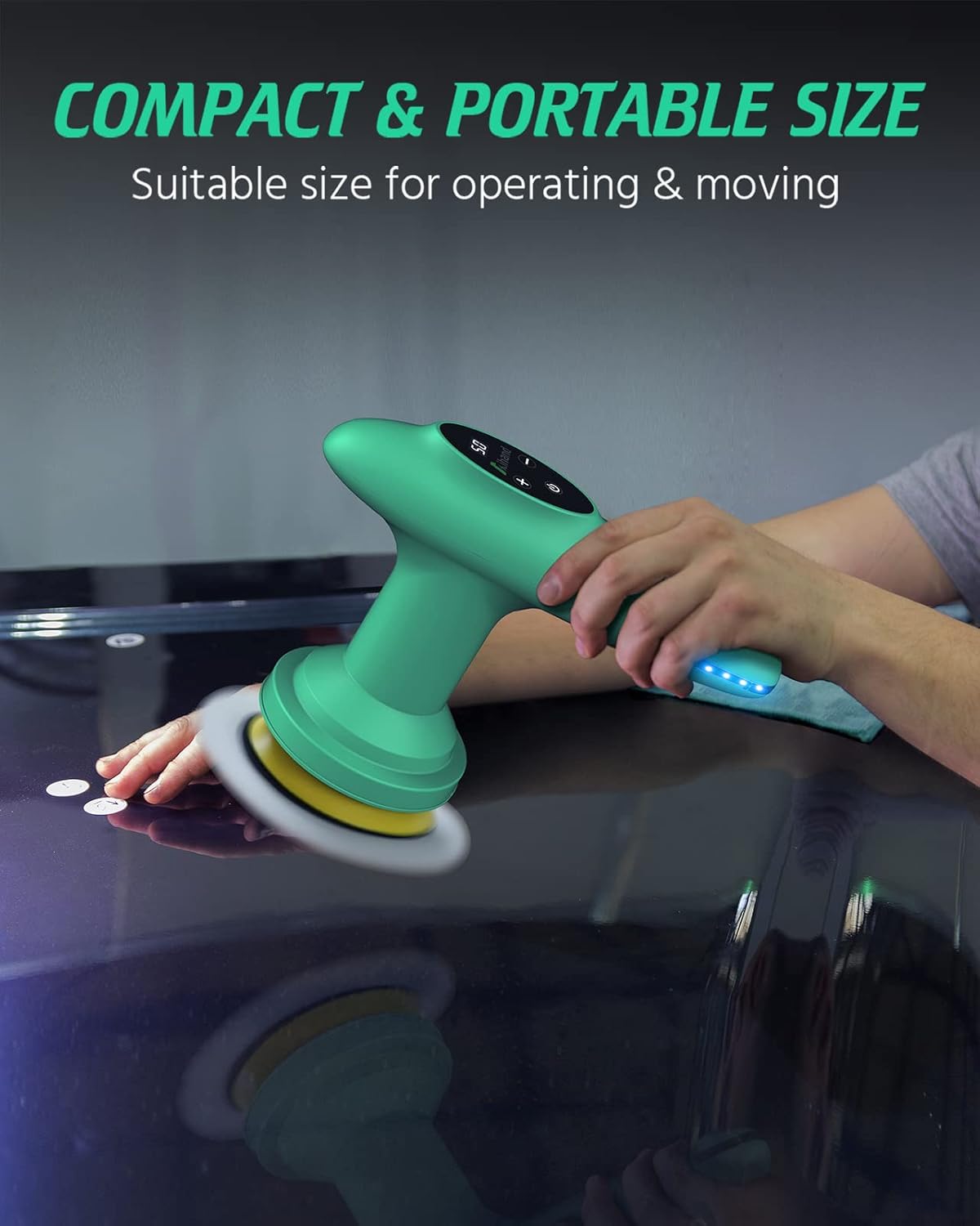 Cordless Car Polisher, 4inch 2500-6000 RPM Orbital Polisher with 8 Pads E882225
