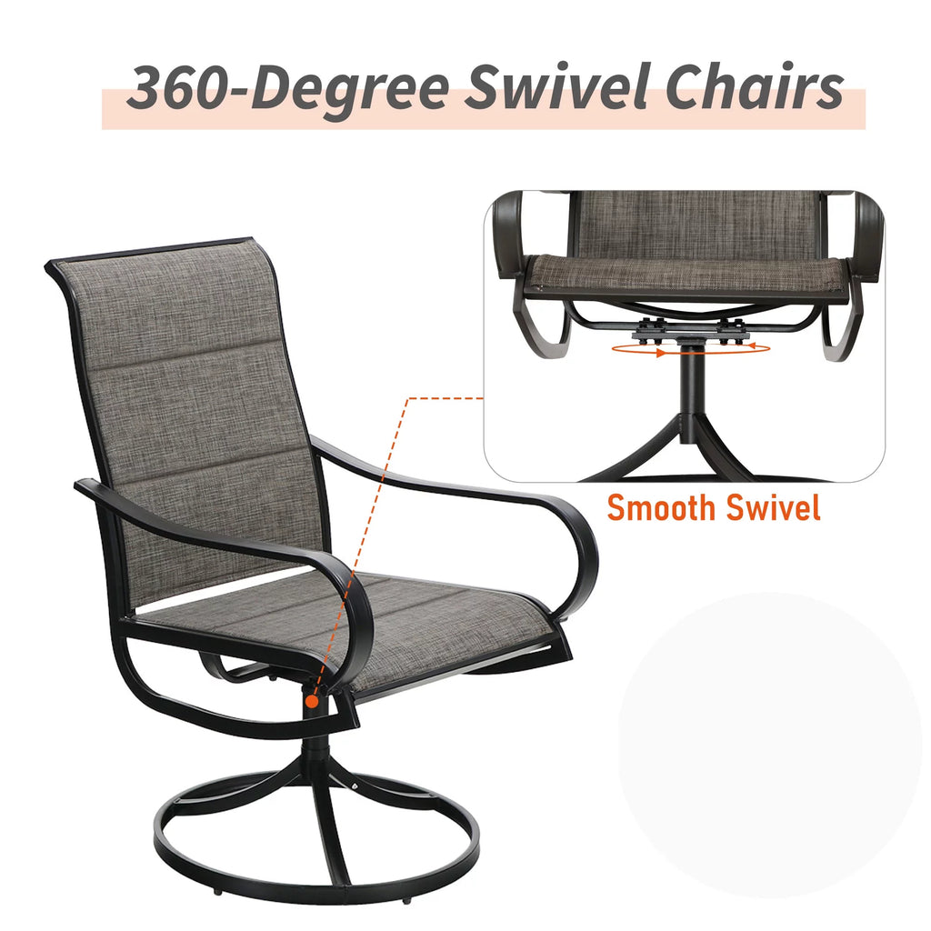 9 Piece Metal Outdoor Patio Dining Set with Swivel Chairs and Extendable Table T514481