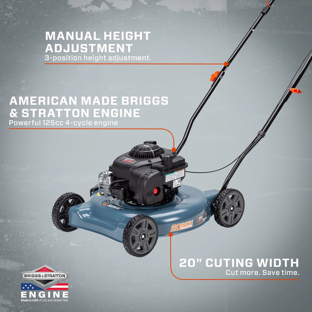 20-Inch 125 cc Gas Push Lawn Mower D383116