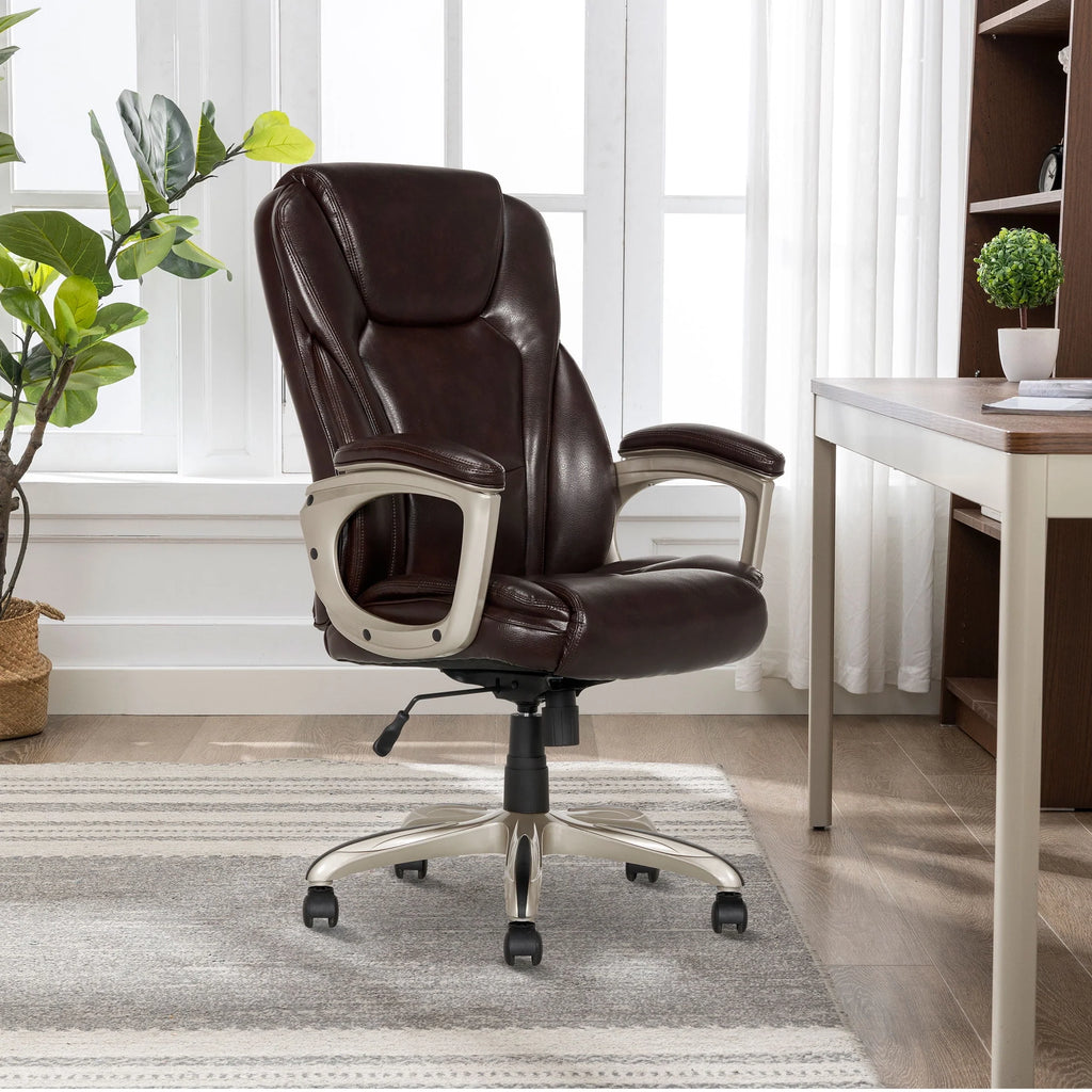 Black Bonded Leather Office Chair with Memory Foam D7889