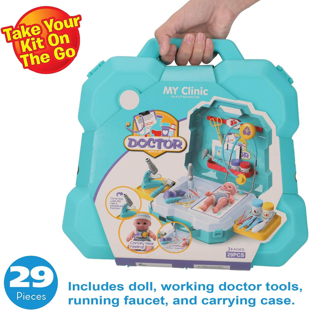 Stainless Steel Toy Medical Tools Set with Carrying Case F410