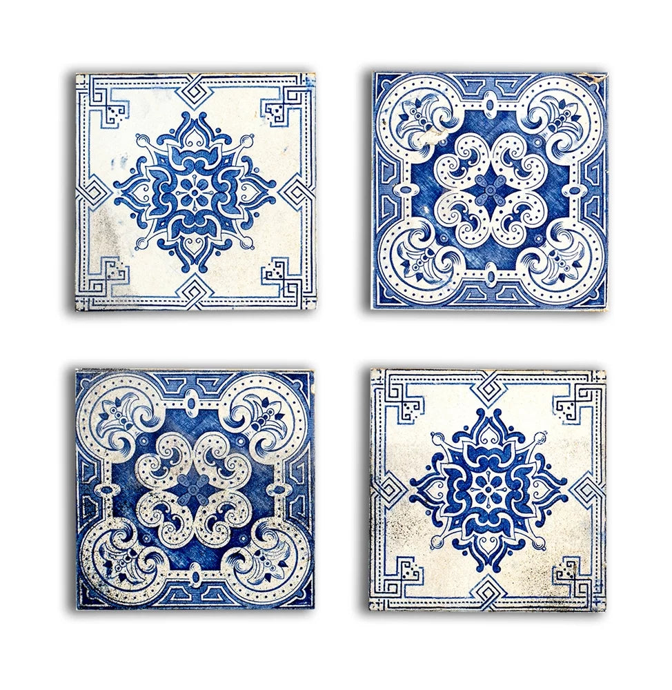 Canvas Floral Pattern Wall Art Set of 4 12x12 inches Z240