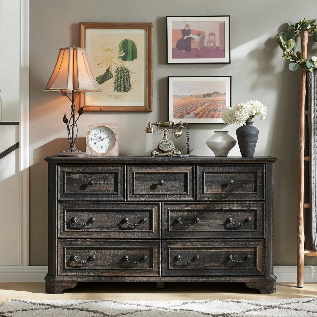 Brown 7 Drawer Wood Dresser E770