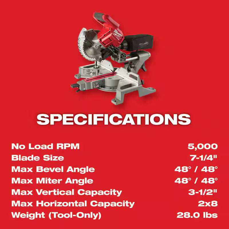 18V Lithium-Ion Brushless Cordless 7-1/4 in. Dual Bevel Sliding Compound Miter Saw A8655