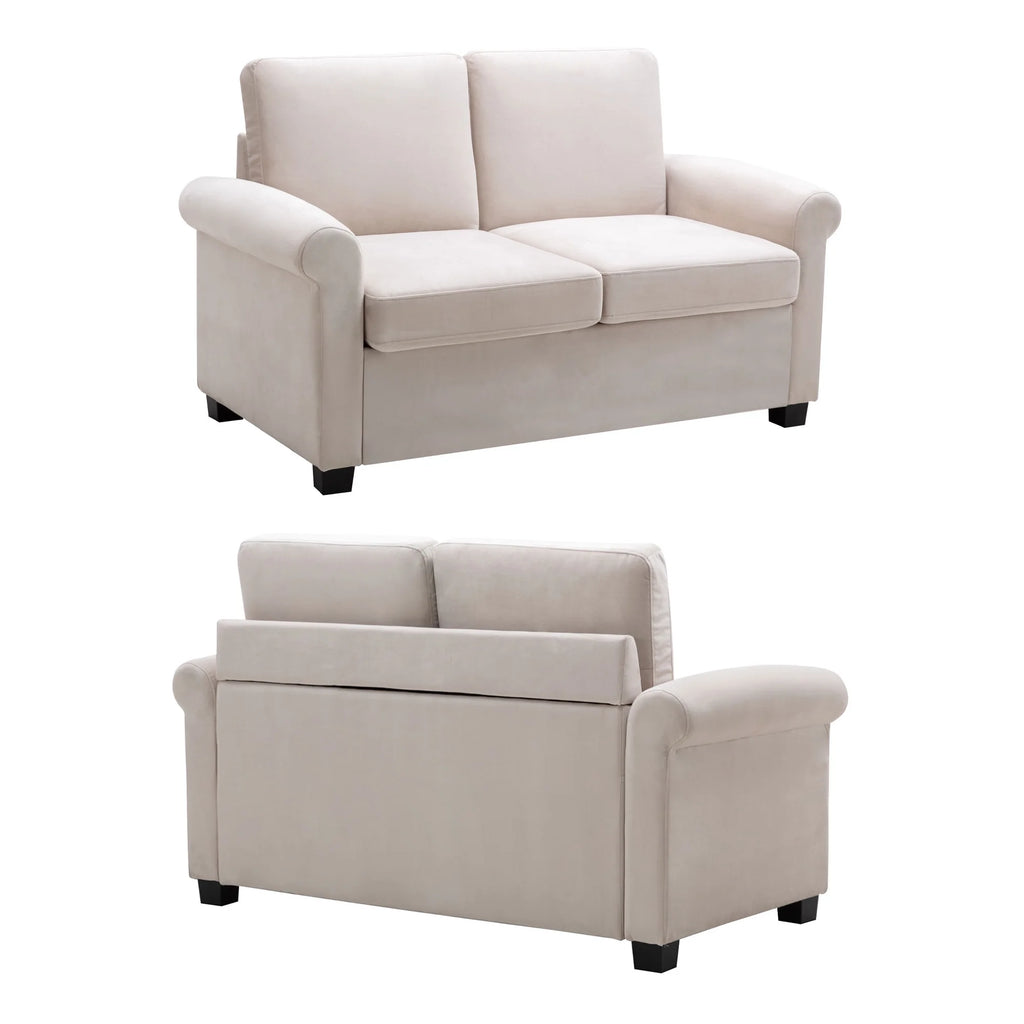 Beige Convertible Sleeper Sofa with Memory Mattress C290
