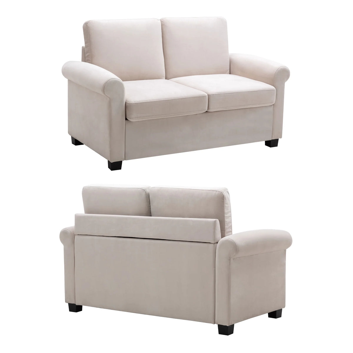 Beige Convertible Sleeper Sofa with Memory Mattress C290