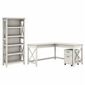 White L Shaped Desk with Drawers & Bookcase K624466