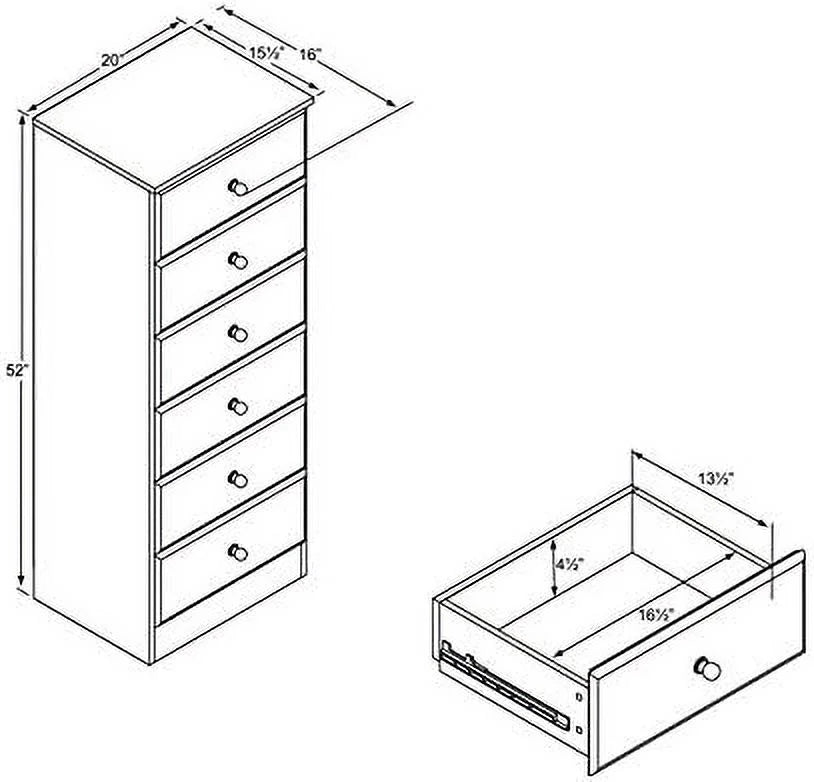 52" Tall 6 Drawer Black Wood Chest X235206