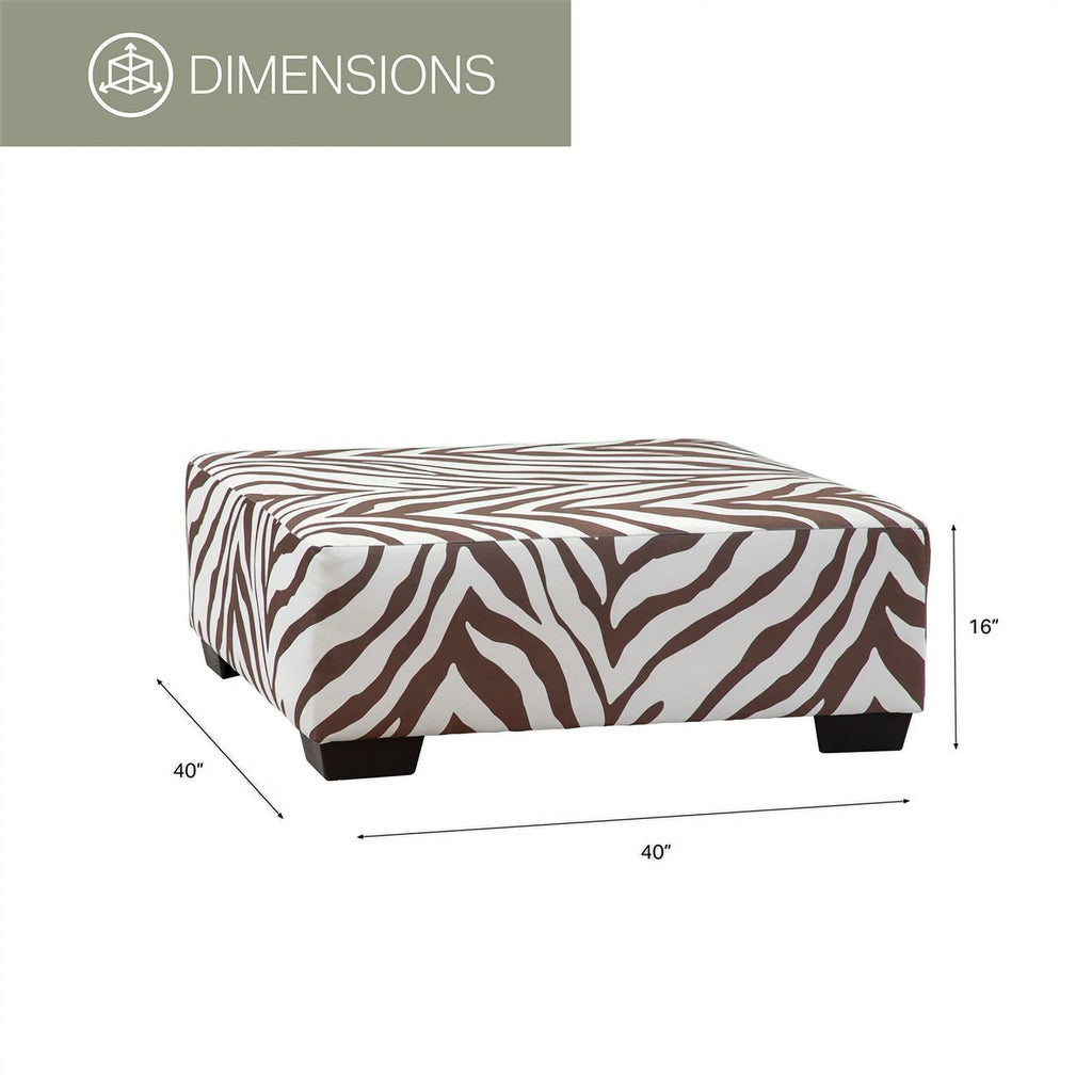 Brown and White Zebra Upholstered Ottoman C22881