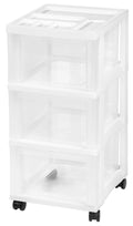 White 3 Drawer Narrow Plastic Storage Drawer with Organizer Top Y686313