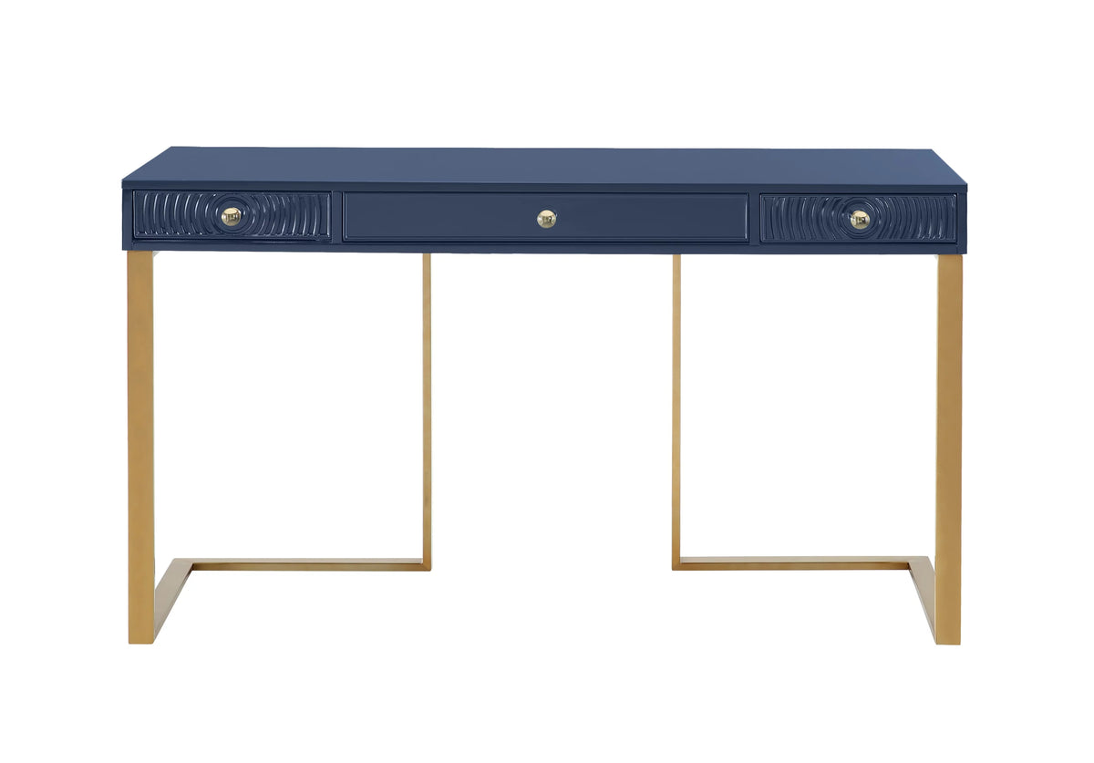 Blue Lacquer Office Desk With Gold Legs H948330