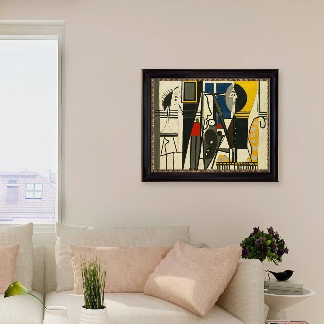 Black Frame Oil Painting Print Canvas 28 in. x 24 in. Q6956