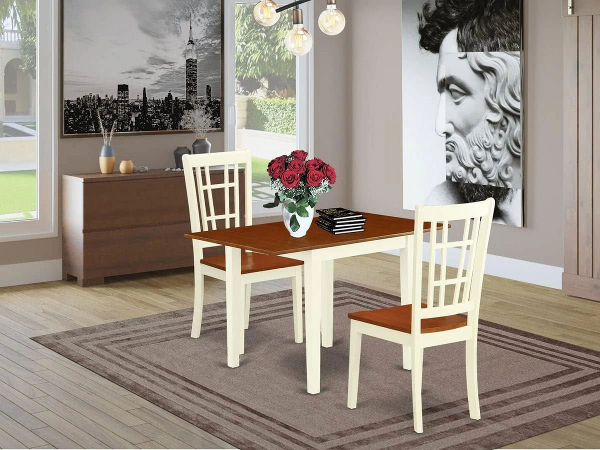 3 Piece Dinette Set with Rectangle Dropleaf Table and 2 Chairs I775