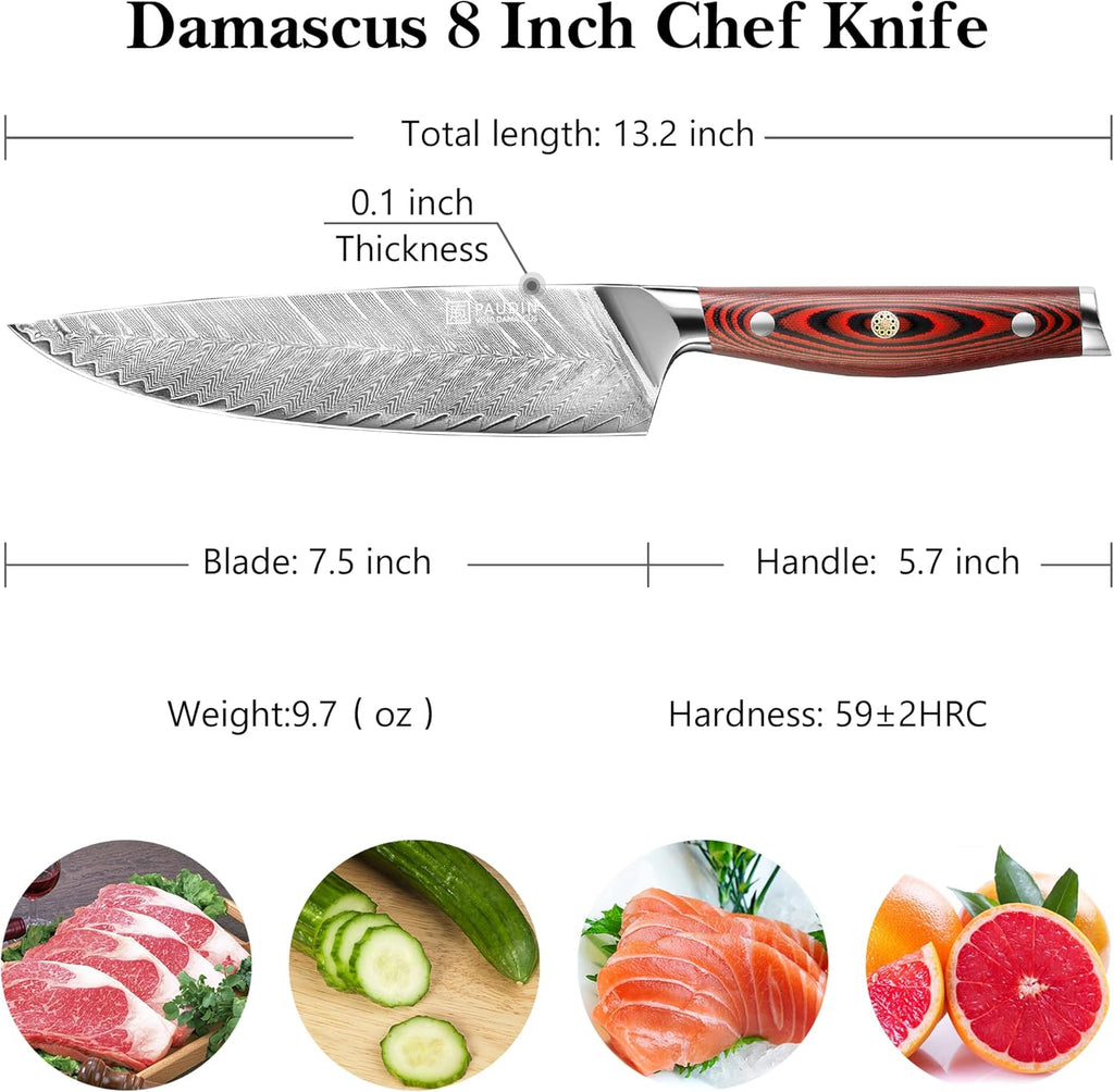 8 Inch Damascus High Carbon Stainless Steel Chef Knife J947787