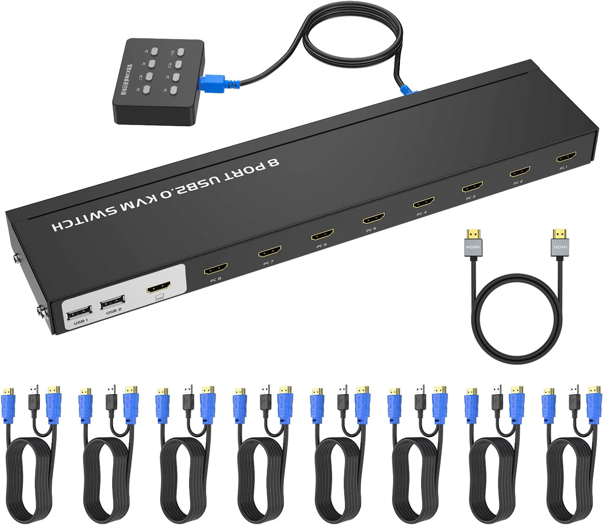 8 Port HDMI KVM Switch 4K@30Hz J485