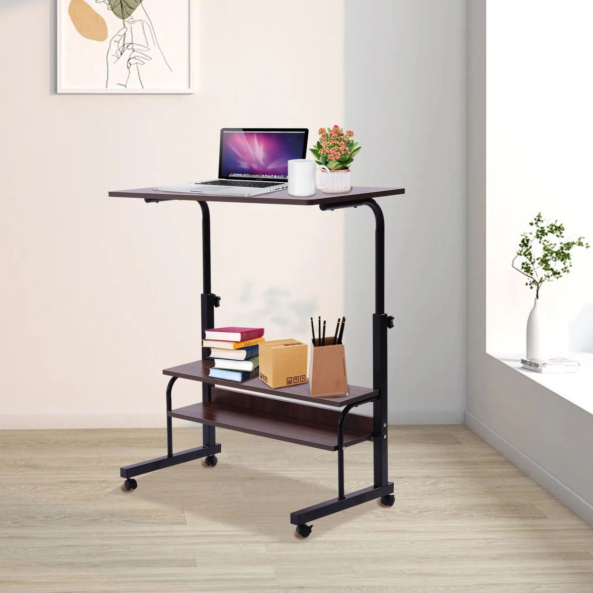 Rolling Computer Desk Corner Laptop Table B8321