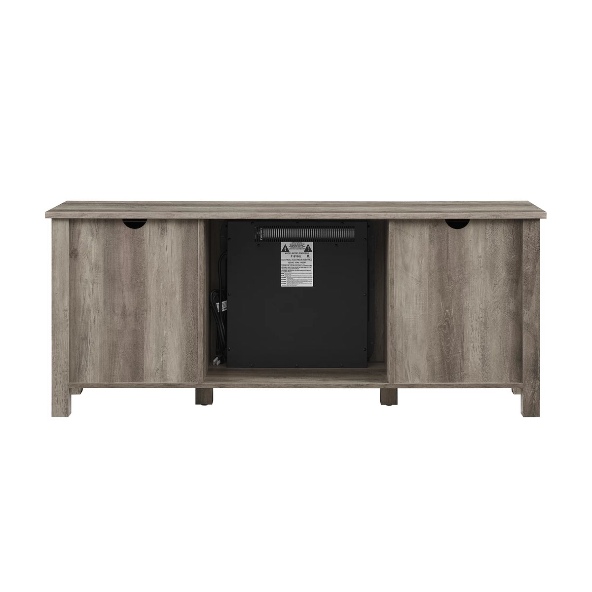 Grey Wash Glass-Door Fireplace TV Stand J234