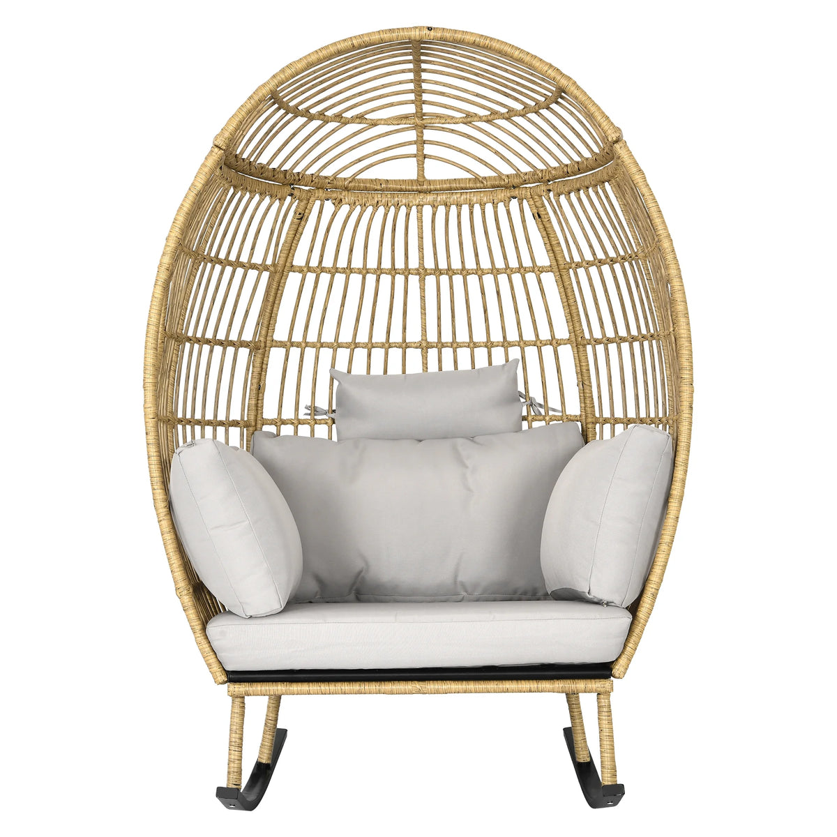 Grey Oversized Wicker Egg Rocking Chair T817