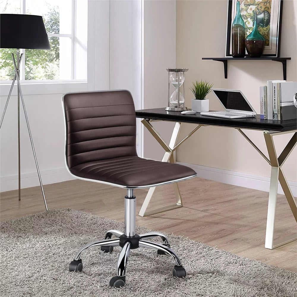 Espresso Faux Leather Swivel Office Chair Set of 2 U218