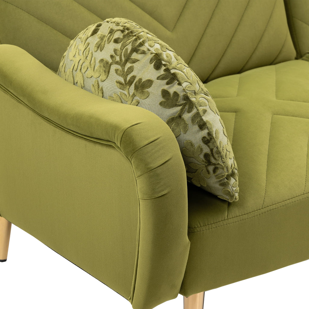 65" Green Upholstered Convertible Sleeper Sofa Bed S1656