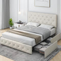 Queen Size 4 Drawer Upholstered Platform Bed with Adjustable Headboard G43720