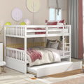 White Full Over Full Convertible Bunk Bed with Trundle F407