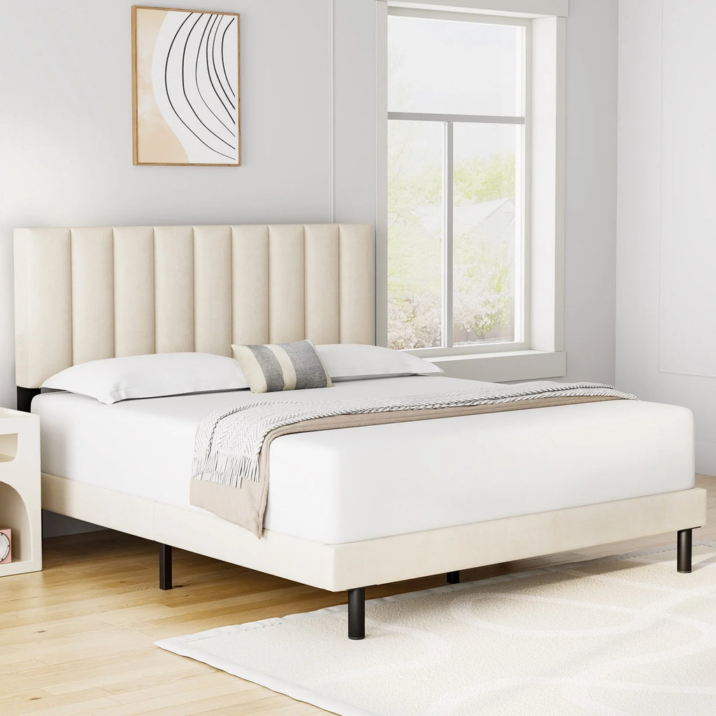 Full Platform Bed Frame with Upholstered Headboard K16836