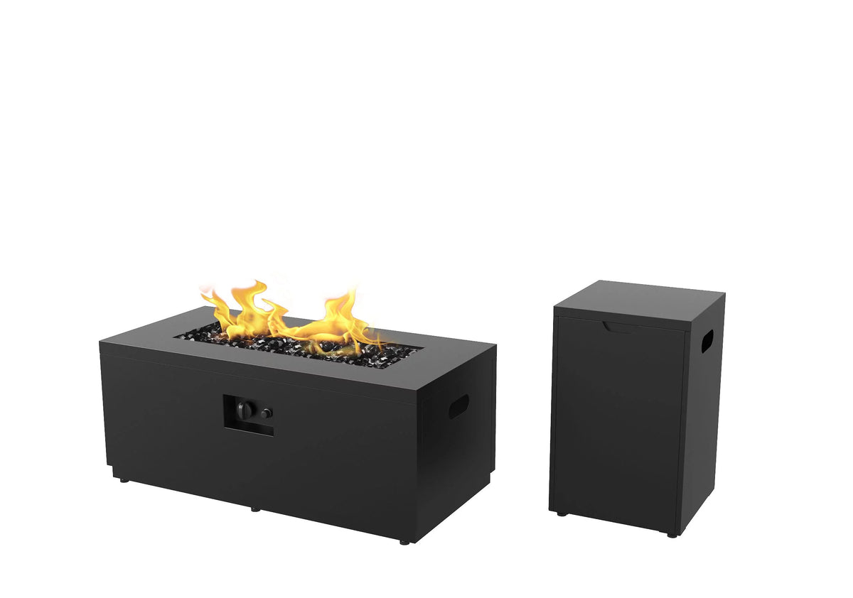 42" Rectangle Gas Fire Pit, Black N99612