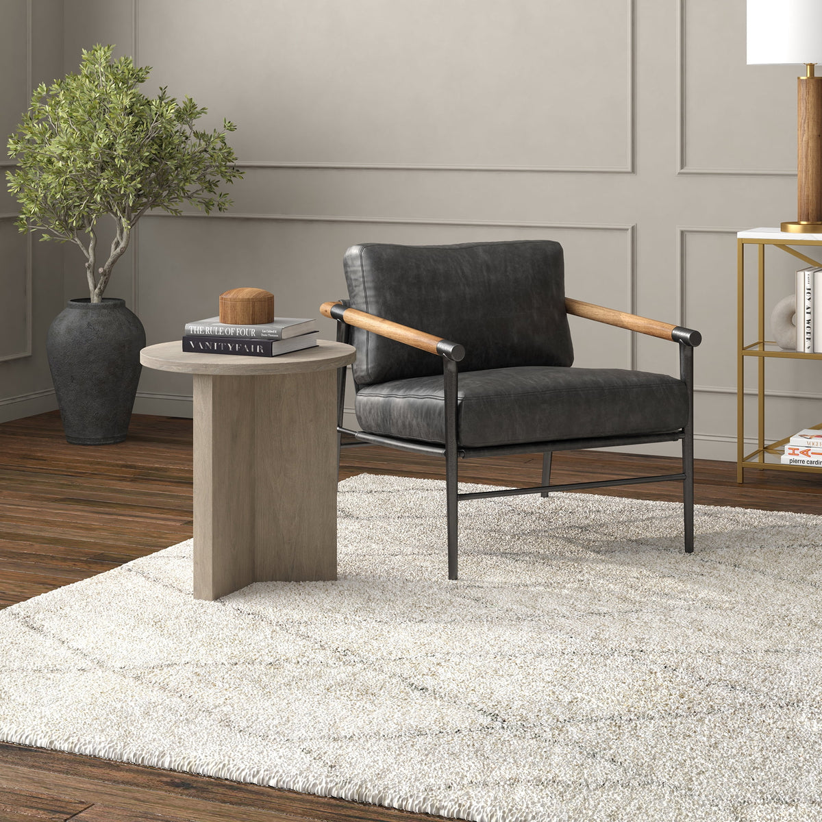 Antiqued Gray Oak Side Table C436640
