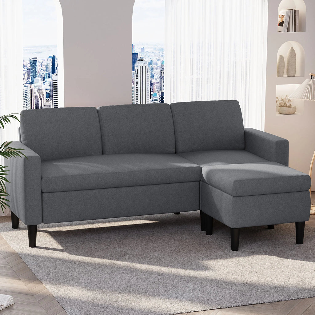 Convertible Sectional Sofa L-Shaped 3-Seat Couch with Reversible Chaise P2699