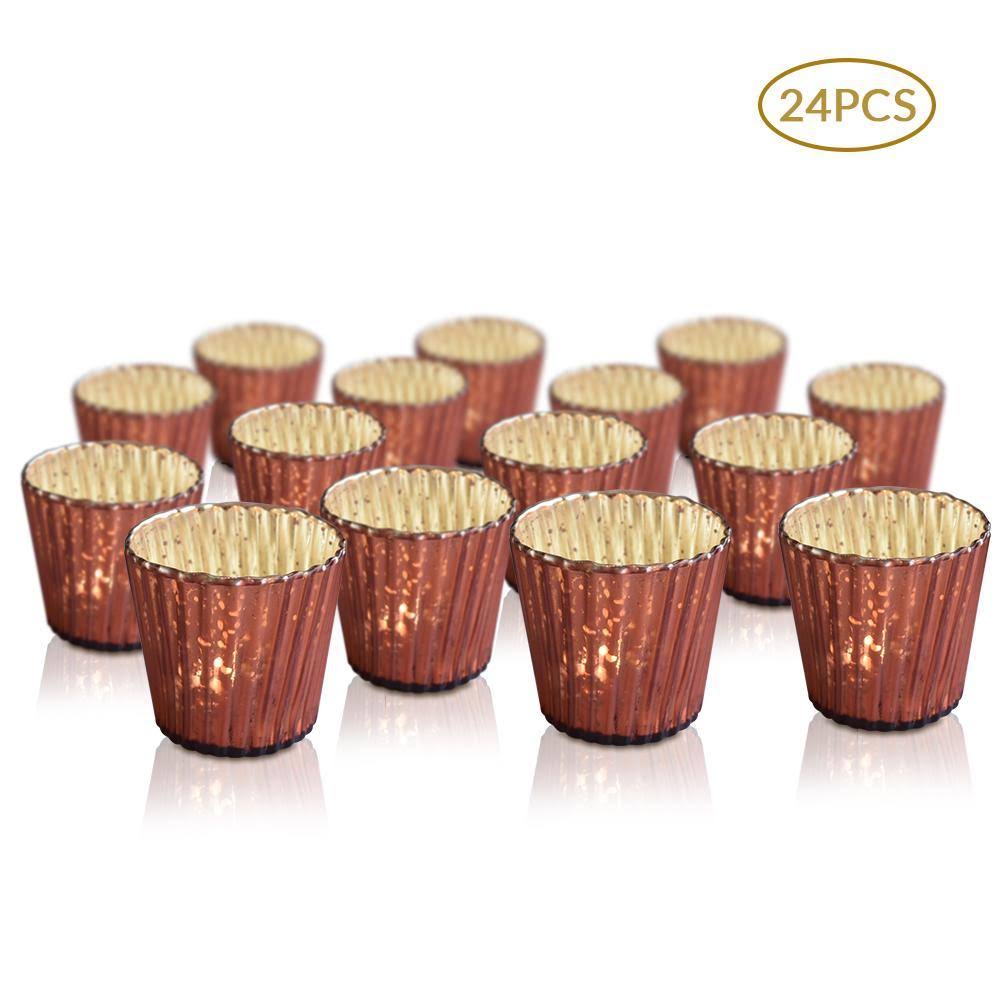 24 Pack Vintage Mercury Glass Candle Holders P87977