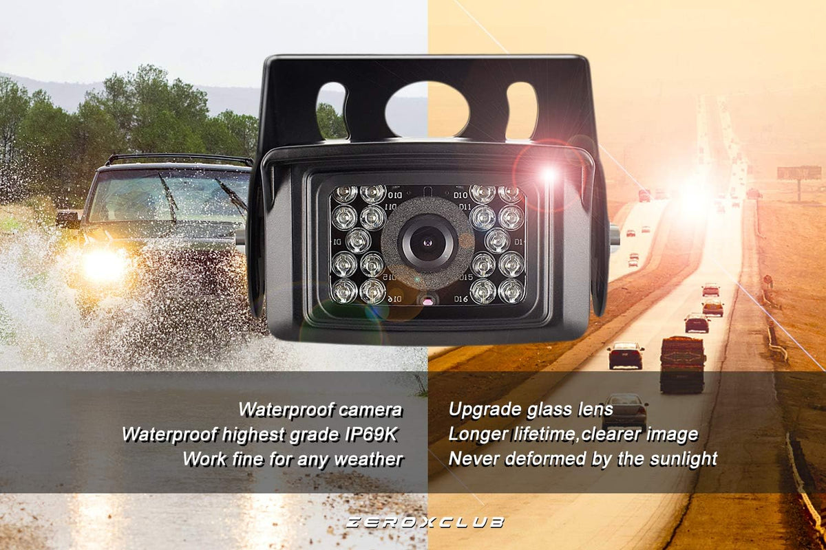 Digital Wireless Backup Camera System Kit IP69 Waterproof 2 Rear View Camera 7'' LCD Dual Split Monitor G5838