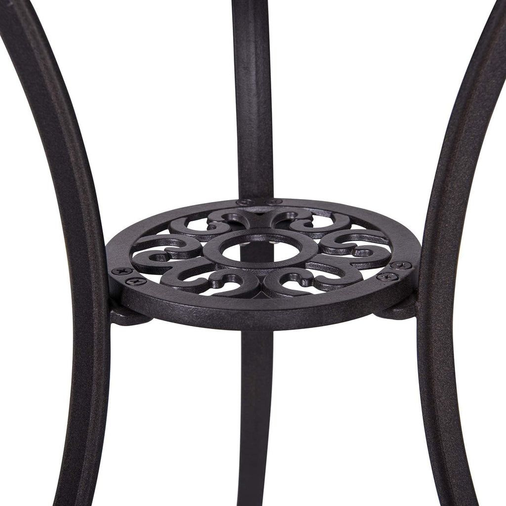 3 Piece Cast Aluminum Patio Bistro Set with Umbrella Hole M36160
