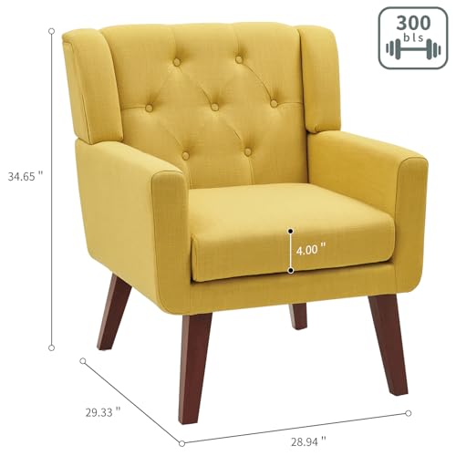 Beige Set of 2 Linen Fabric Button-Tufted Accent Chair K116