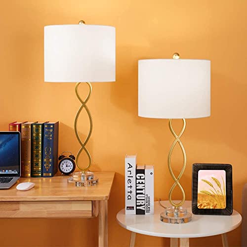 30" Brass Gold Table Lamps Set of 2 V962