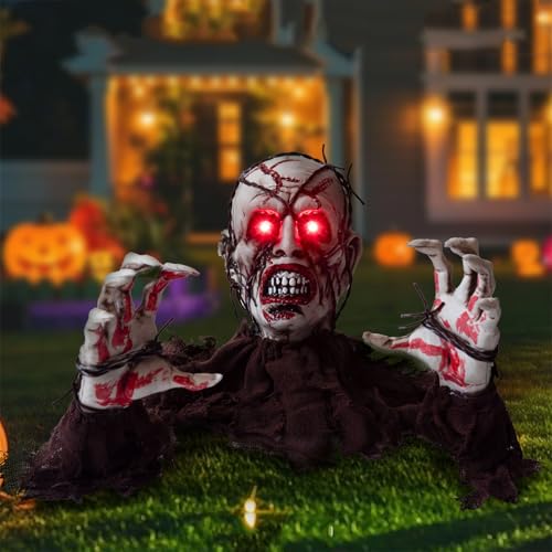 Lighted Zombie Groundbreaker Halloween Decoration W3826