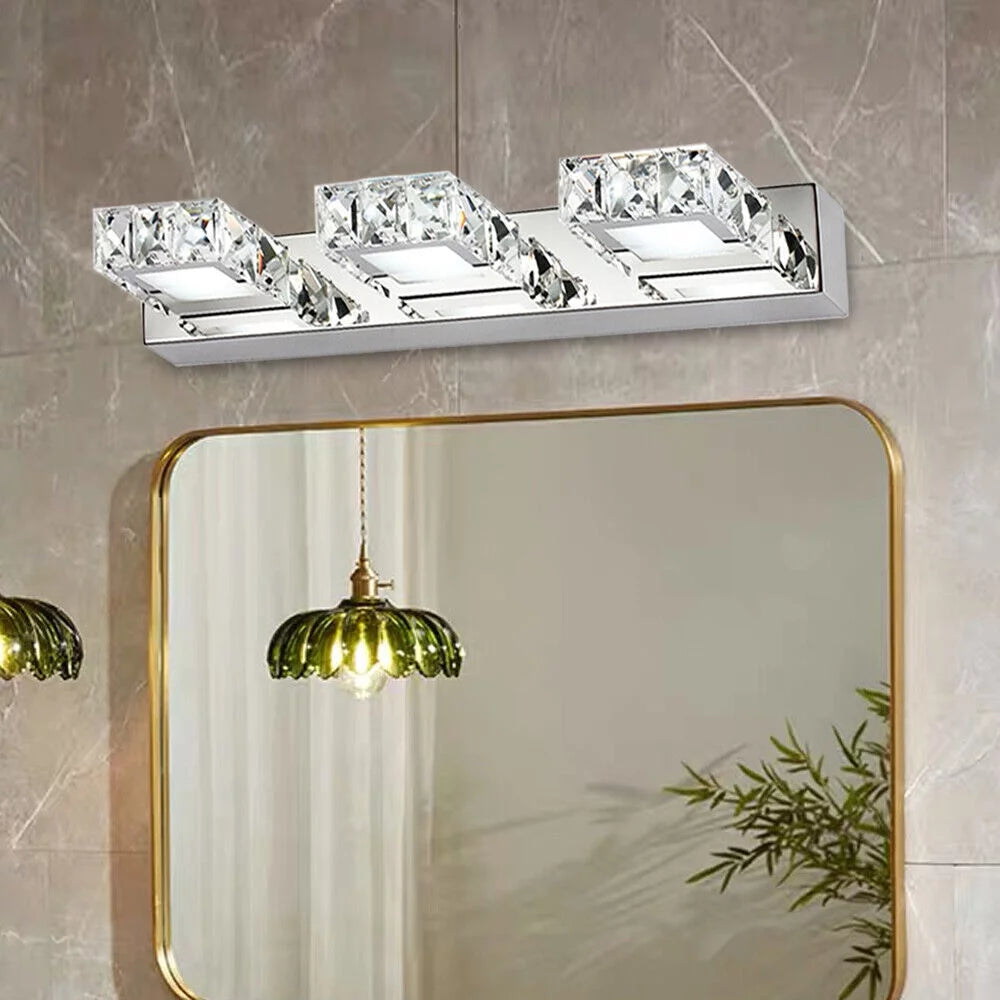 18In 3 Lights Stainless Steel Crystal Vanity Wall Light T844972