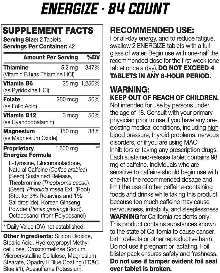 84 Tablets Energy Pill P806338