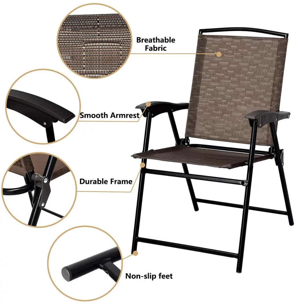 3-Piece Patio Bistro Set with Round Tempered Glass Table and 2 Chairs L80265