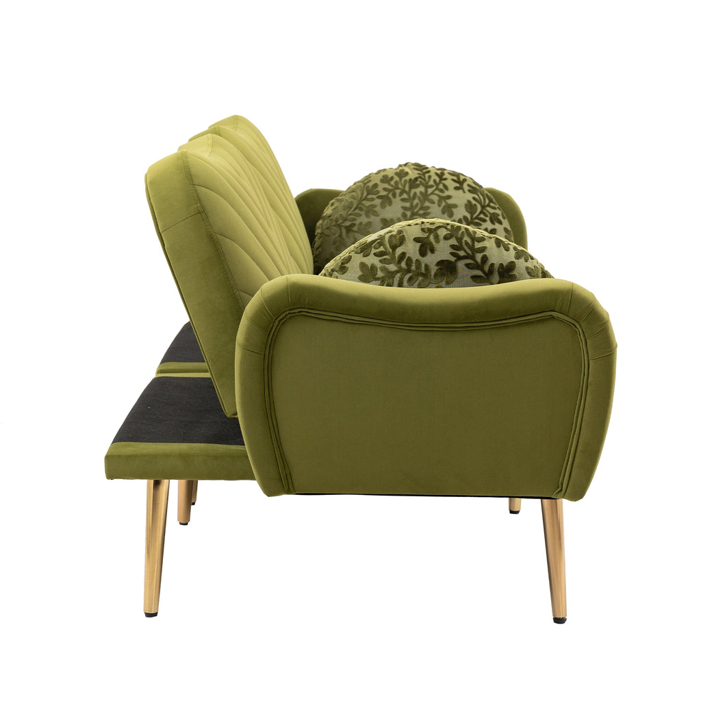 65" Green Upholstered Convertible Sleeper Sofa Bed S1656