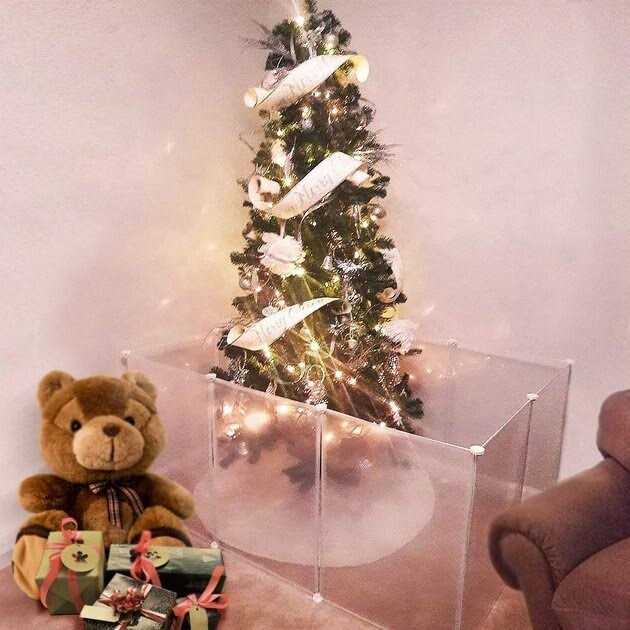 Transparent Plastic 12 Grid Pet Playpen G22389